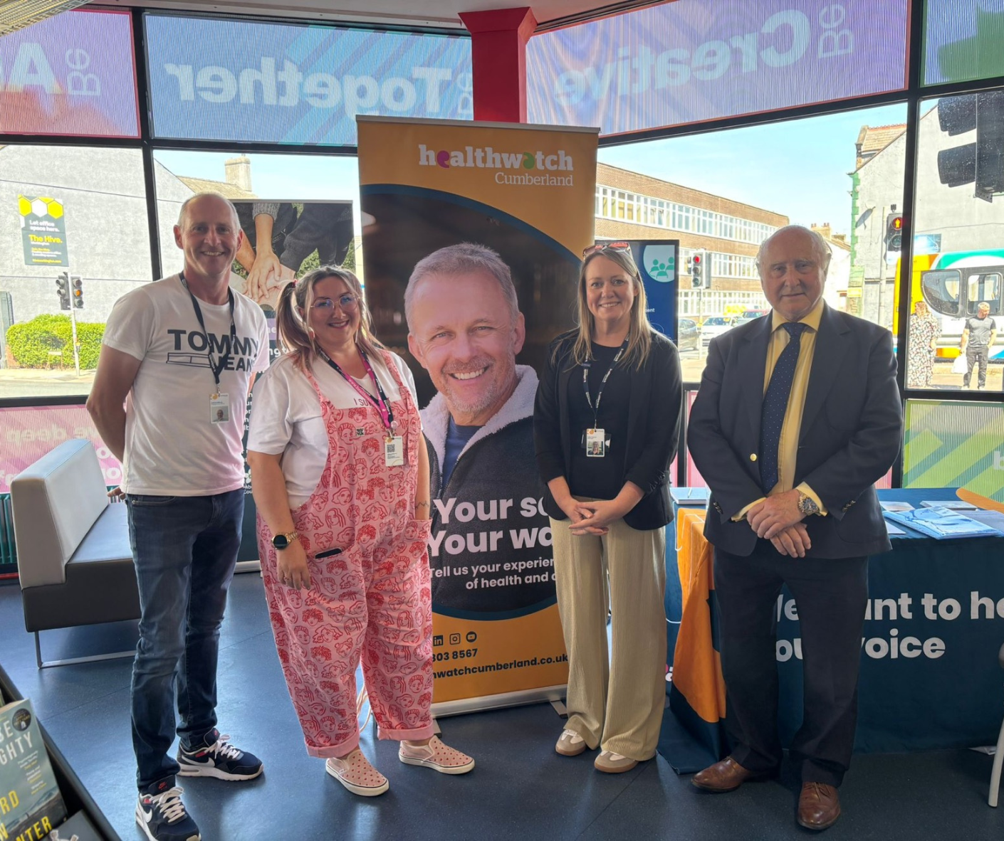 The Healthwatch Cumberland team stood with David Croisdale-Appleby