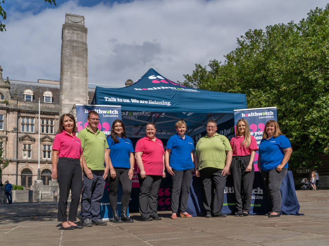 image of healthwatch lancashire team outside of preston cenotaph