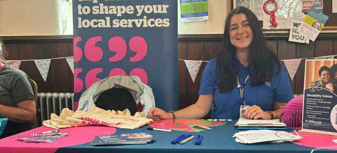 Jodie Carney manager of Healthwatch Lancashire at the Preesall Mental health and wellbeing event in  August 2024