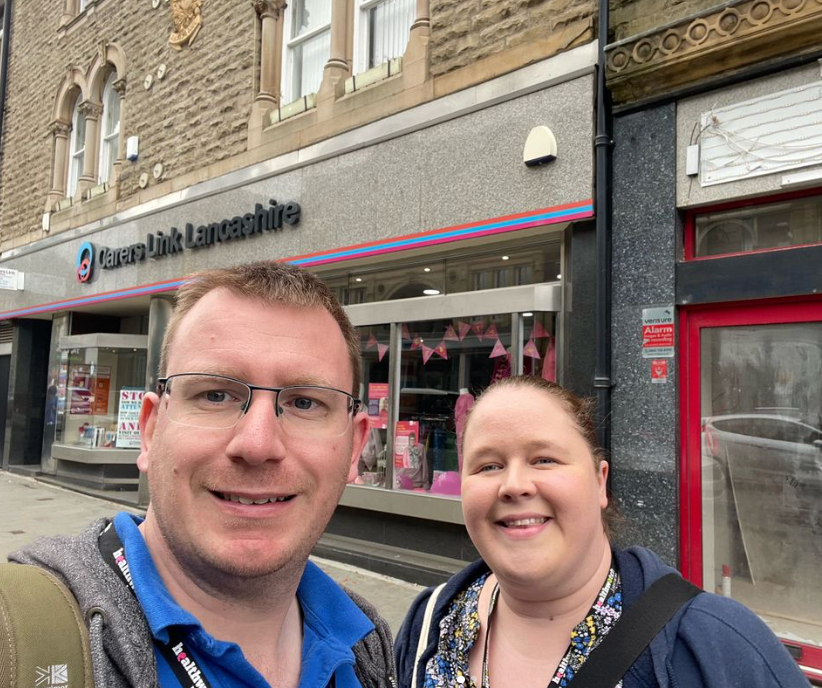 image of Emmy and Steve visiting partner organisations in Lancashire