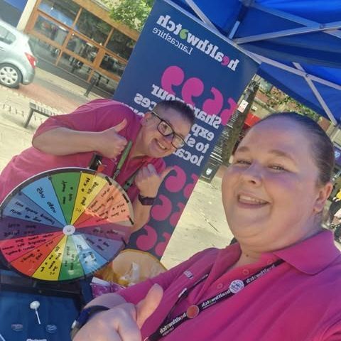 image of dawn and emmy at disability pride in preston